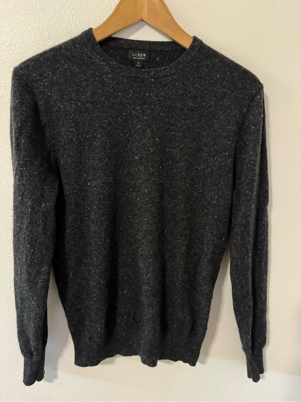 J. Crew Cashmere Donegal Sweater Black Crewneck Pullover Minimalist-Small